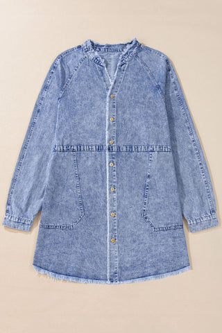 Raw Hem Button Down Denim Dress