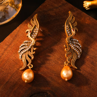 Phoenix Retro Hollow Jeweled Distressed Earrings