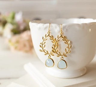 Temperament Emerald Wheat Ear Earrings
