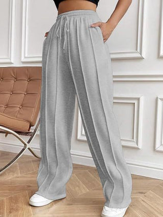 Lined Drawstring Wide Leg Pants