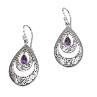 Purple Drop-shaped Gem Inlaid Trendy Earrings