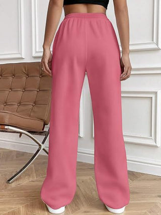 Lined Drawstring Wide Leg Pants