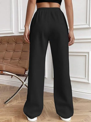 Lined Drawstring Wide Leg Pants