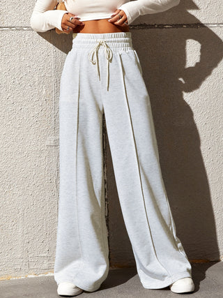 Women Honey Drawstring Elastic Waist Wide Leg Pants