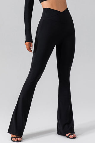 High Waist Slit Pocketed Flare Pants