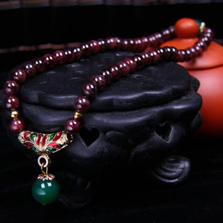 Natural Garnet Bracelet 7mm Double Ring Female