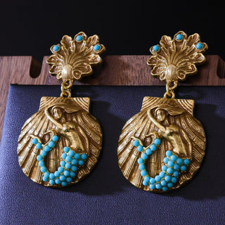 Mermaid Shell Eardrops Vintage Court Style Earrings