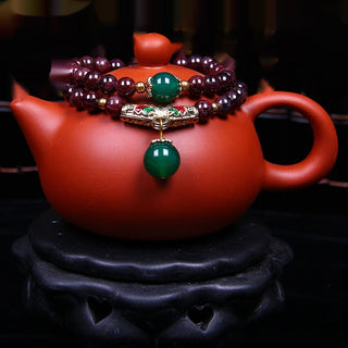 Natural Garnet Bracelet 7mm Double Ring Female
