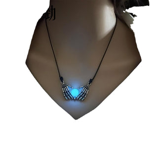 Skull Palm Heart Luminous Necklace