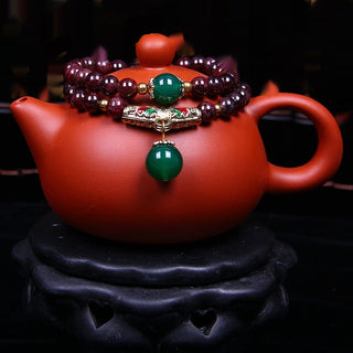 Natural Garnet Bracelet 7mm Double Ring Female