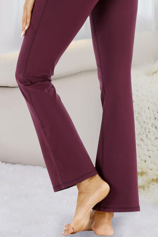 Pocketed High Waist Flare Active Pants