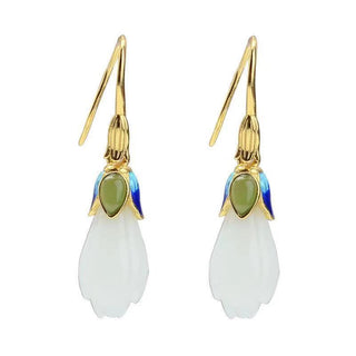 Hetian Jade Magnolia Earrings