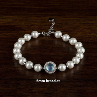 The Aquamarine Silver Pearl Bracelet and Ring