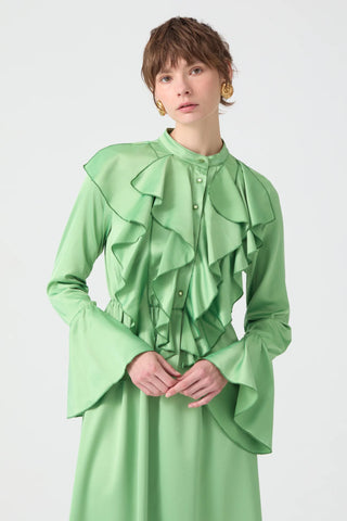 Button Detailed Flounce Dress