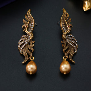Phoenix Retro Hollow Jeweled Distressed Earrings
