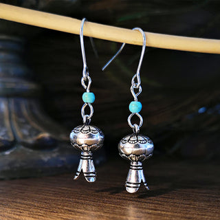 Turquoise Wind Chimes Pumpkin Lamp Earrings