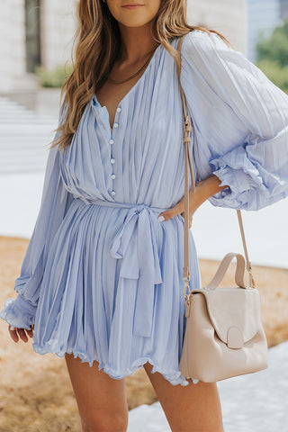 Pleated Ruffled Romper