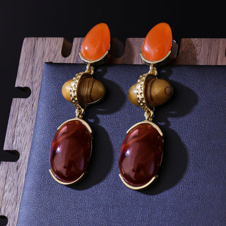 Colorful Geometric Ear Studs Retro Court Light Luxury Distressed Earrings