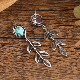Long Ethnic Style Earrings Drop Leaf Shape