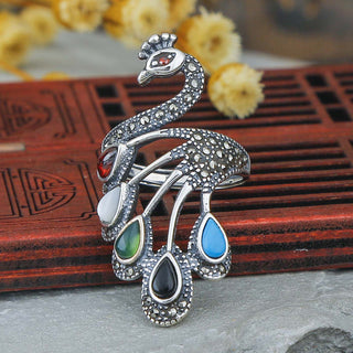 Peacock Retro Exaggerated Open Phoenix Ring