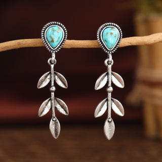 Long Ethnic Style Earrings Drop Leaf Shape
