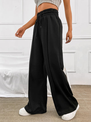 Women Honey Drawstring Elastic Waist Wide Leg Pants