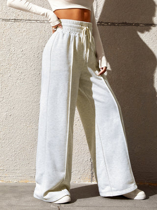 Women Honey Drawstring Elastic Waist Wide Leg Pants