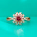 1 Karat Red Moissanite Ring