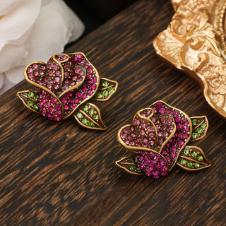 Diamond Rose Flower High-grade Ear Studs
