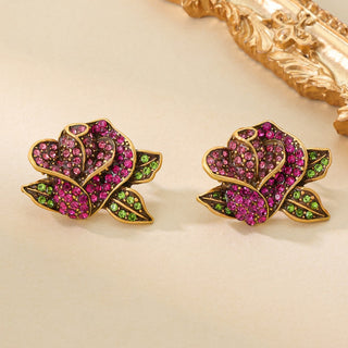 Diamond Rose Flower High-grade Ear Studs