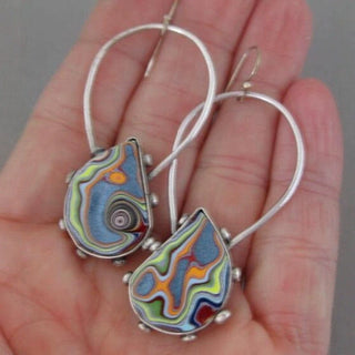 Retro Geometric Enamel Personalized Earrings