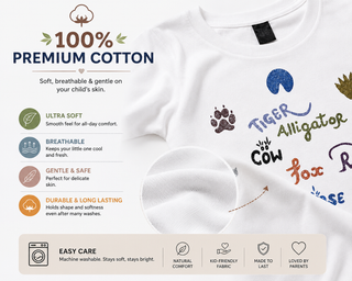 Match Animal Footprints | 100% Cotton | Kids Educational T-Shirt