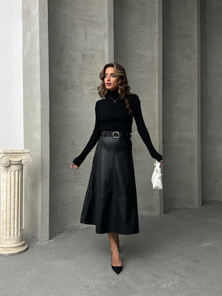 Belted Skirt- Black