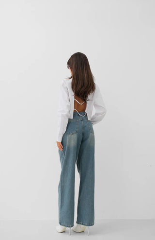 Low Waist Double Button Wide Leg Jeans