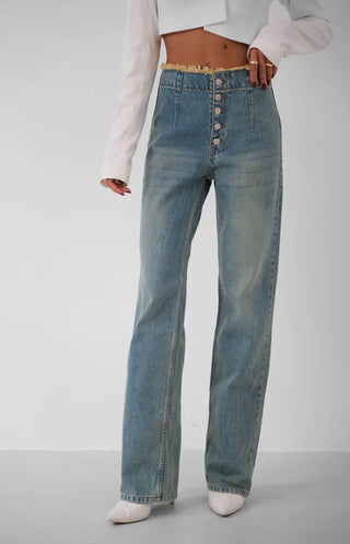 Button Detail Darted Jeans