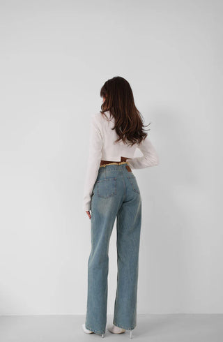 Button Detail Darted Jeans