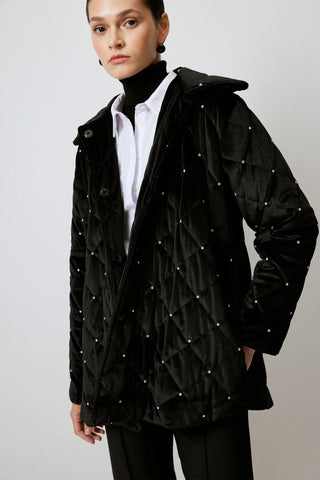 Stone Detailed Quilted Coat