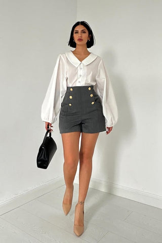 Buttoned Shorts - Gray