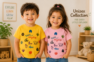 Match Animal Footprints | 100% Cotton | Kids Educational T-Shirt