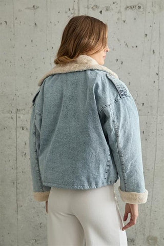 Faux Fur Denim Jacket