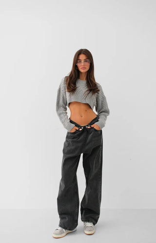 Low Waist Double Button Wide Leg Jeans