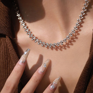 V Pattern Copper Gold Plated Plating Necklace