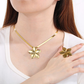 Vintage Style Flower Rings Earrings Necklace