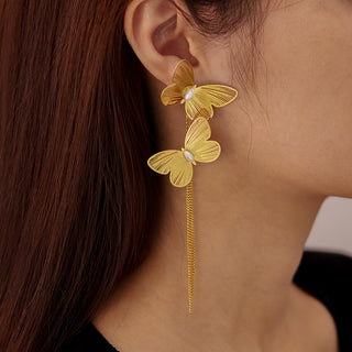Retro Butterfly Drop Earrings