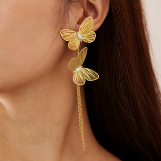 Retro Butterfly Drop Earrings