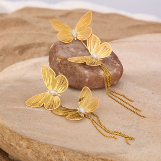 Retro Butterfly Drop Earrings