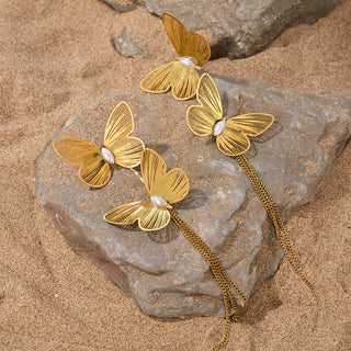 Retro Butterfly Drop Earrings