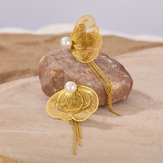 Retro French Style Butterfly Drop Earrings