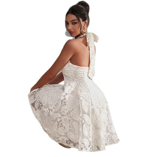 Lace Halter Neck Strap Dress