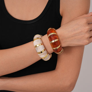 Retro Blooming Acrylic Elastic Bracelet